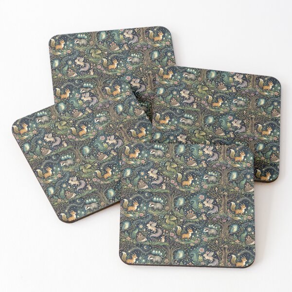 Item preview, Enchanted Woodland Creatures Fantasy Forest Night | Whimsical Cottagecore Animal Art designed and sold by zycs.