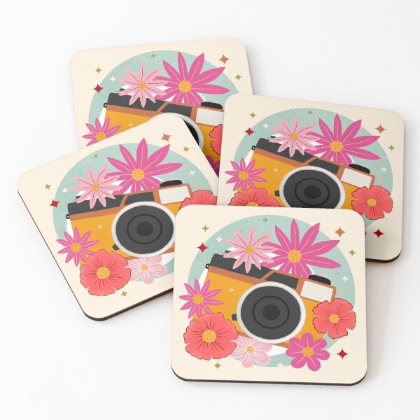 Item preview, Vintage camera and flowers - retro bubble badge designed and sold by Home Cyn Home.