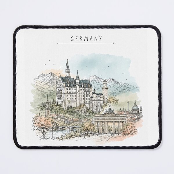 Item preview, Germany Landmarks Vintage Travel Poster Minimal Watercolor designed and sold by Sketchbook Studio by Aqsaa.