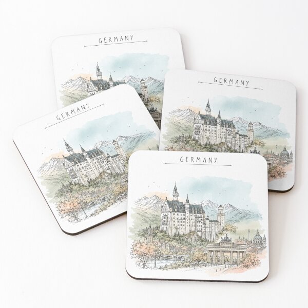 Item preview, Germany Landmarks Vintage Travel Poster Minimal Watercolor designed and sold by Sketchbook Studio by Aqsaa.