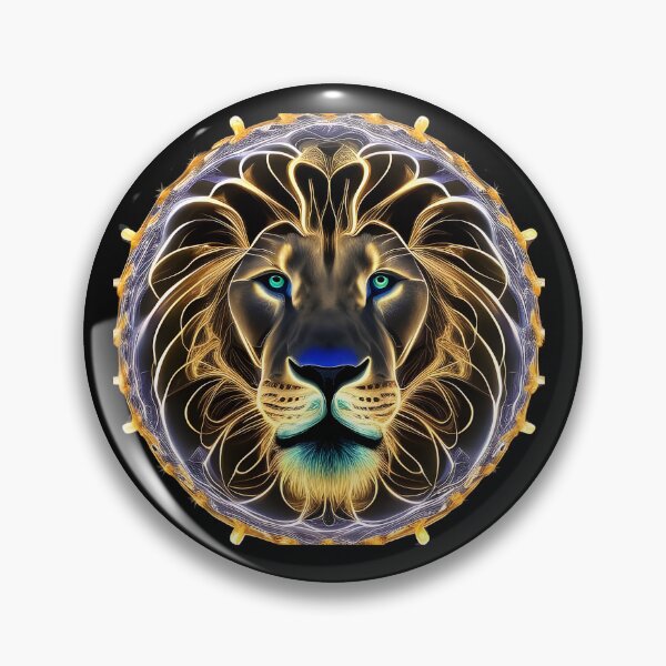 Item preview, Neon Cosmic Lion Mandala Emblem designed and sold by samitdigitalart.