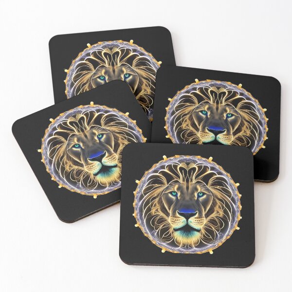 Item preview, Neon Cosmic Lion Mandala Emblem designed and sold by samitdigitalart.
