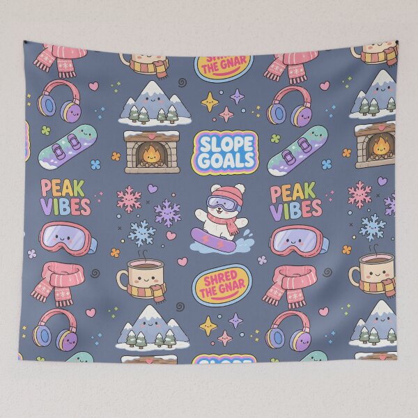 Item preview, Snowboarding Cute Collage Pastel Seamless Pattern designed and sold by HowToCanadian.