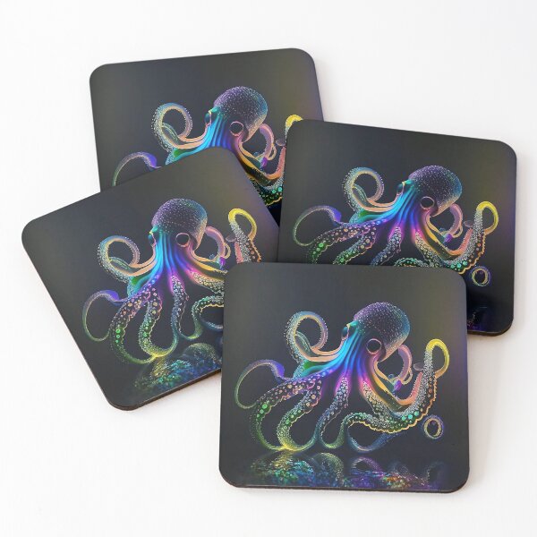 Item preview, Iridescent luminescent detailed octopus  designed and sold by samitdigitalart.