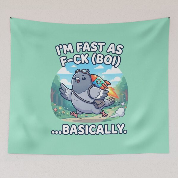 Item preview, Fast Pigeon With Rocket Jetpack Meme designed and sold by Owcomm.