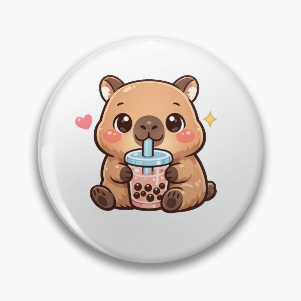 Item preview, Cute Capybara Drinking Bubble Tea Sticker | Kawaii Boba Capybara | Adorable Animal Vinyl Sticker designed and sold by FreshSticker co..