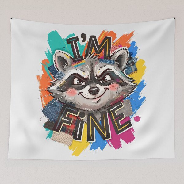 Item preview, Im Fine, Sarcastic Raccoon, Funny Meme Animal designed and sold by SolaoLab.
