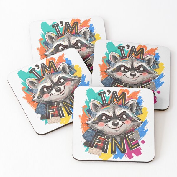 Item preview, Im Fine, Sarcastic Raccoon, Funny Meme Animal designed and sold by SolaoLab.