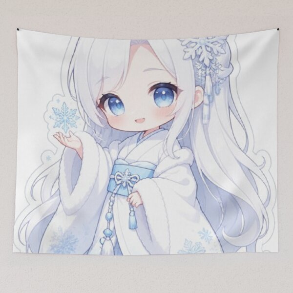 Item preview, Cute Yuki Onna Holding a Snowflake | Kawaii Japanese Yokai designed and sold by vekotpu.
