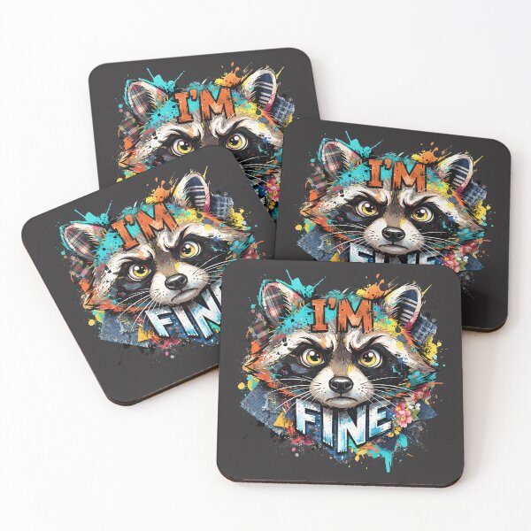 Item preview, I'm Fine, Grumpy Raccoon designed and sold by SolaoLab.