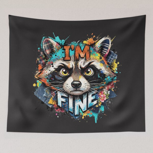 Item preview, I'm Fine, Grumpy Raccoon designed and sold by SolaoLab.