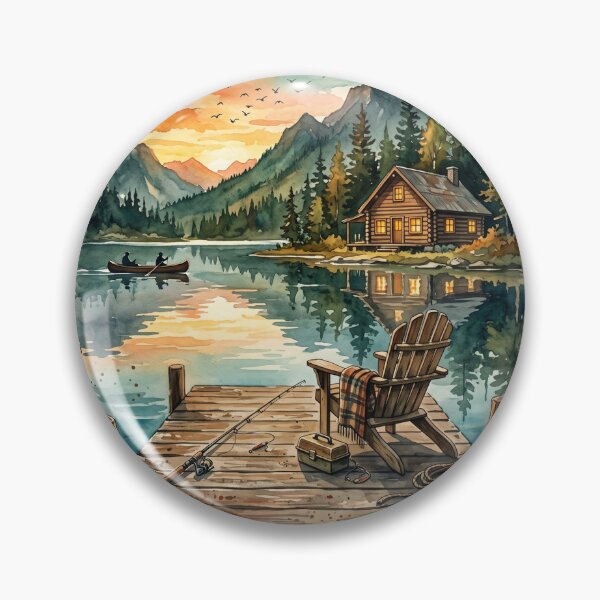 Item preview, Lake Life Fishing - Vintage Mountain Cabin designed and sold by dudelinart.