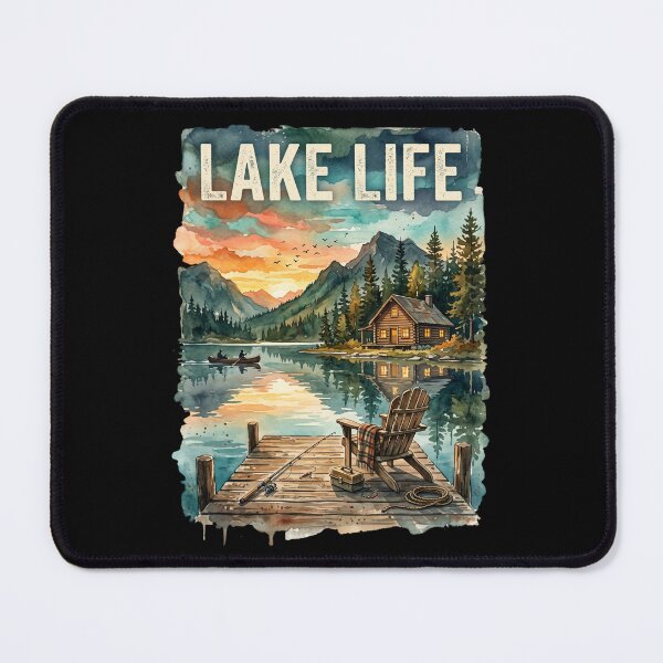 Item preview, Lake Life Fishing - Vintage Mountain Cabin designed and sold by dudelinart.