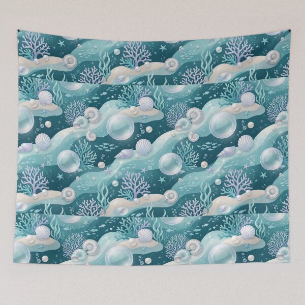 Item preview, Ocean Glass Garden | Elegant Coastal Seamless Pattern | Pearl & Seafoam Aesthetic designed and sold by AP Digi Store.