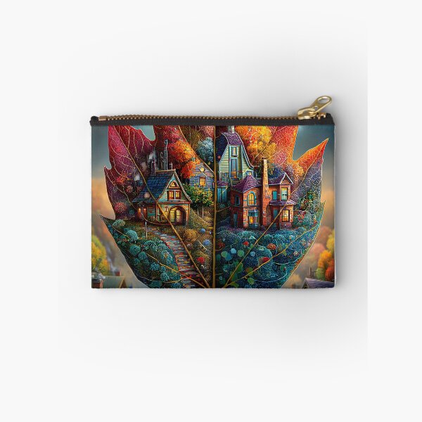 Item preview, Autumn Dream Enchanted Leaf with Cozy Houses designed and sold by Artessie.
