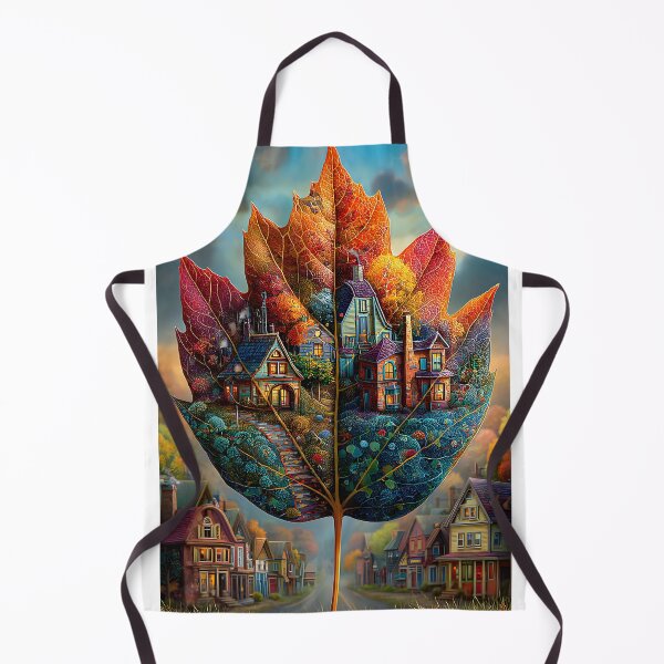 Item preview, Autumn Dream Enchanted Leaf with Cozy Houses designed and sold by Artessie.