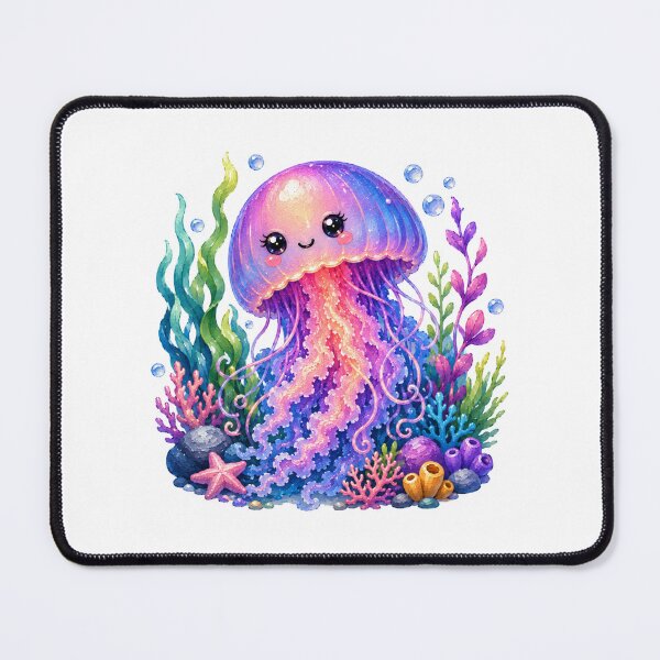 Item preview, Colorful Smiling Jellyfish Scene designed and sold by VenTolkOnly.