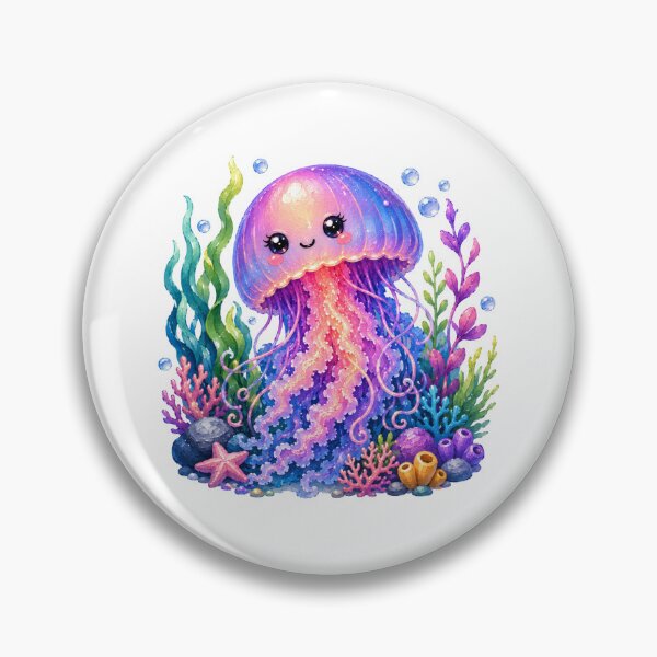 Item preview, Colorful Smiling Jellyfish Scene designed and sold by VenTolkOnly.