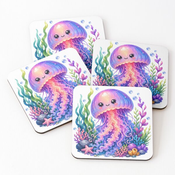 Item preview, Colorful Smiling Jellyfish Scene designed and sold by VenTolkOnly.