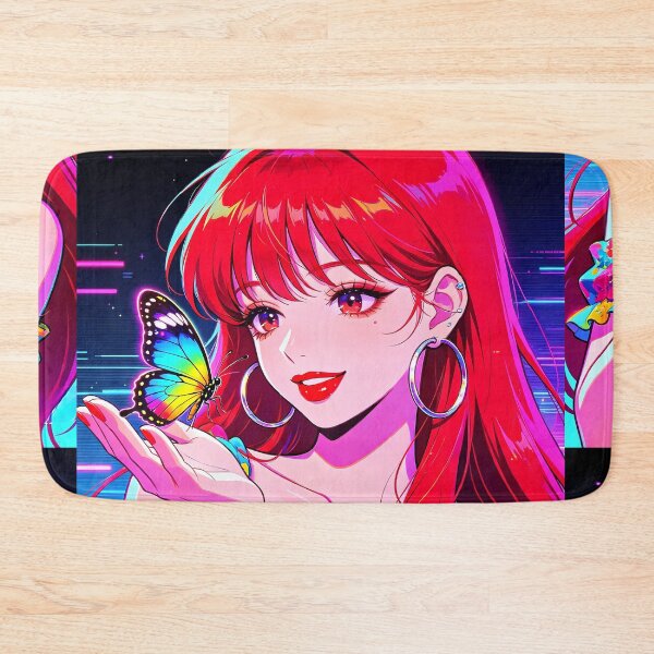 Item preview, Neon Redhead & Rainbow Butterfly Y2K Pop Art designed and sold by Bondingbonding.