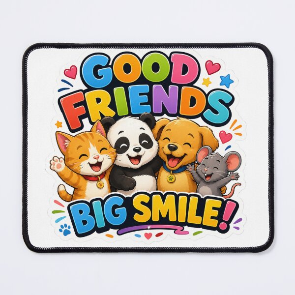 Item preview, Good Friends, Big Smile! – Cute Cat, Panda, Dog & Mouse Friendship designed and sold by MR4me.