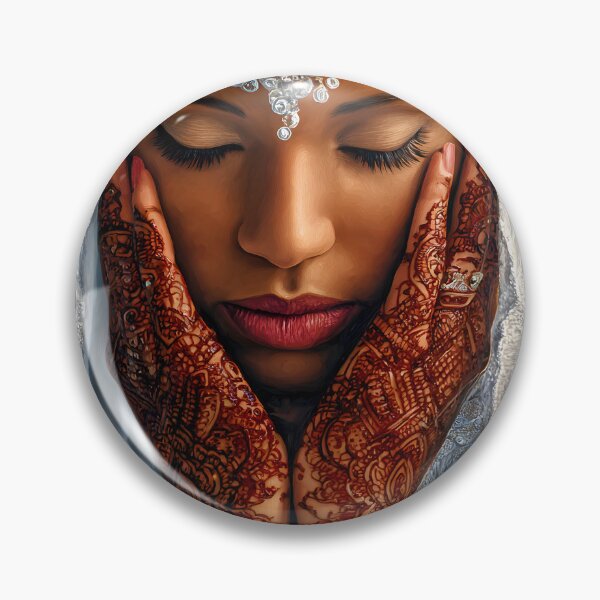 Item preview, Elegant Bride with Intricate Henna and Veil designed and sold by Artessie.