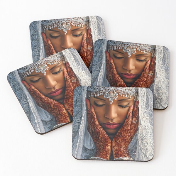 Item preview, Elegant Bride with Intricate Henna and Veil designed and sold by Artessie.