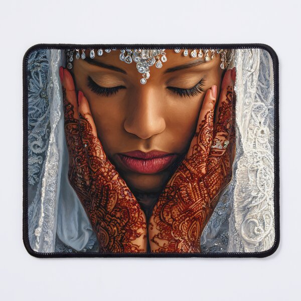 Item preview, Elegant Bride with Intricate Henna and Veil designed and sold by Artessie.