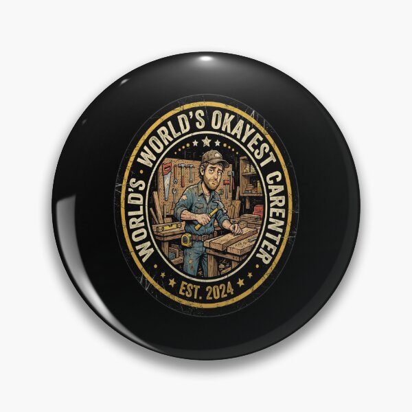 Item preview, Worlds Okayest Carpenter Funny Retro Tradesman Badge Gift designed and sold by sahindak26.