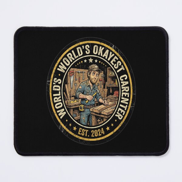 Item preview, Worlds Okayest Carpenter Funny Retro Tradesman Badge Gift designed and sold by sahindak26.