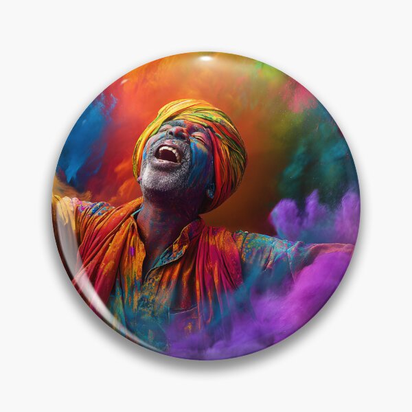 Item preview, Man Celebrating with Colorful Holi Powder Explosion designed and sold by Artessie.