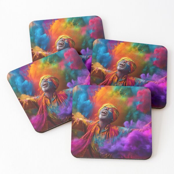 Item preview, Man Celebrating with Colorful Holi Powder Explosion designed and sold by Artessie.