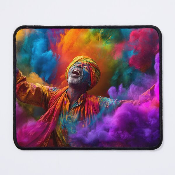 Item preview, Man Celebrating with Colorful Holi Powder Explosion designed and sold by Artessie.
