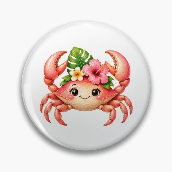 Item preview, Cheerful Cartoon Crab with Flowers designed and sold by VenTolkOnly.