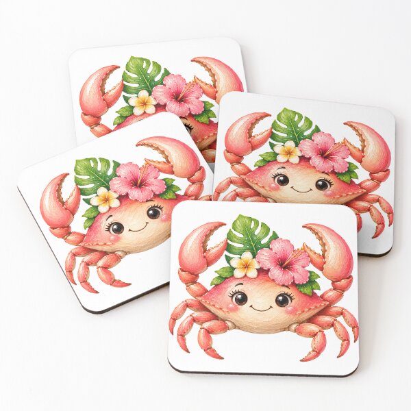Item preview, Cheerful Cartoon Crab with Flowers designed and sold by VenTolkOnly.