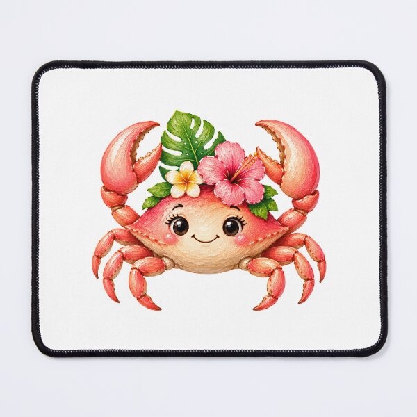 Item preview, Cheerful Cartoon Crab with Flowers designed and sold by VenTolkOnly.
