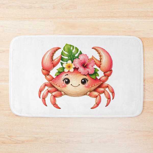 Item preview, Cheerful Cartoon Crab with Flowers designed and sold by VenTolkOnly.