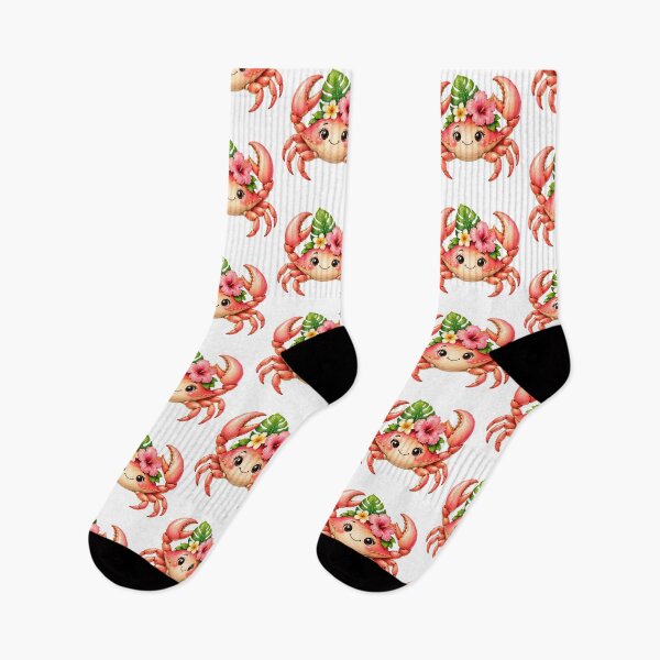 Item preview, Cheerful Cartoon Crab with Flowers designed and sold by VenTolkOnly.