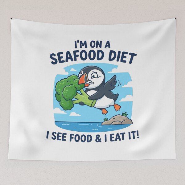 Item preview, Im On A Seafood Diet Funny Puffin Bird designed and sold by Owcomm.