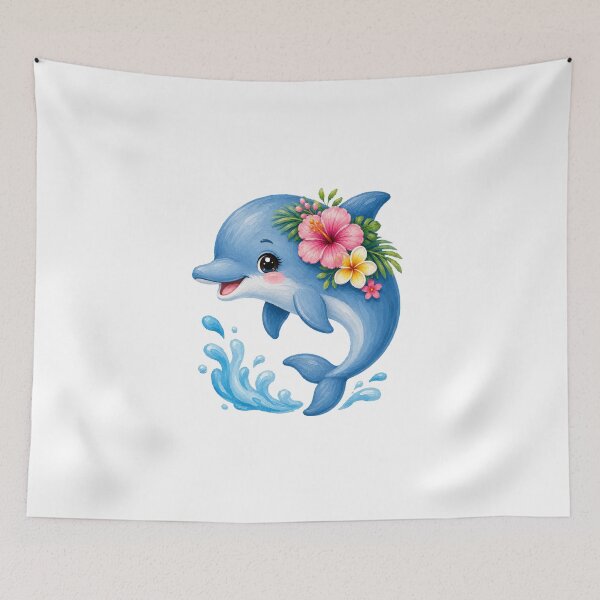 Item preview, Cheerful Dolphin with Flowers designed and sold by VenTolkOnly.