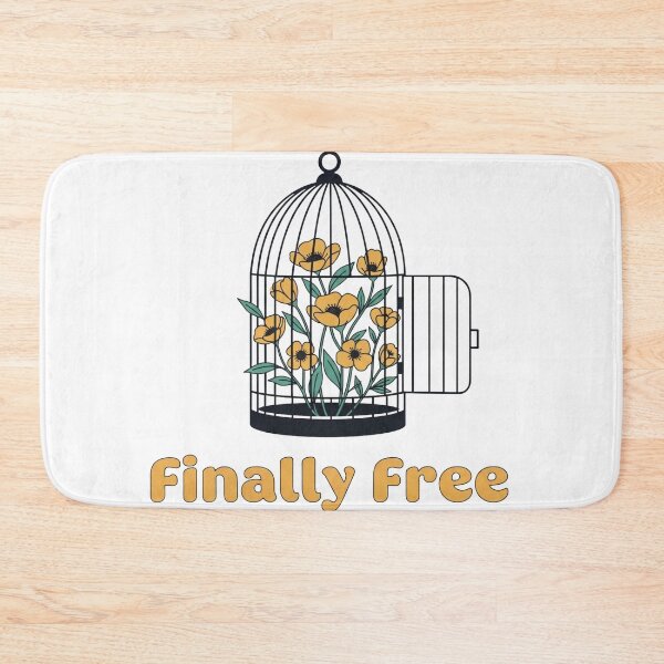 Item preview, Finally Free - Floral Birdcage Botanical Quote Art designed and sold by Dzblack.