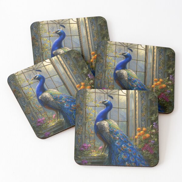 Item preview, Majestic Peacock in Blooming Garden at Window designed and sold by Artessie.