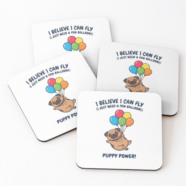 Item preview, Cute Pug Flying With Colorful Balloons designed and sold by Owcomm.