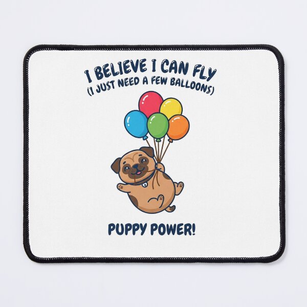 Item preview, Cute Pug Flying With Colorful Balloons designed and sold by Owcomm.