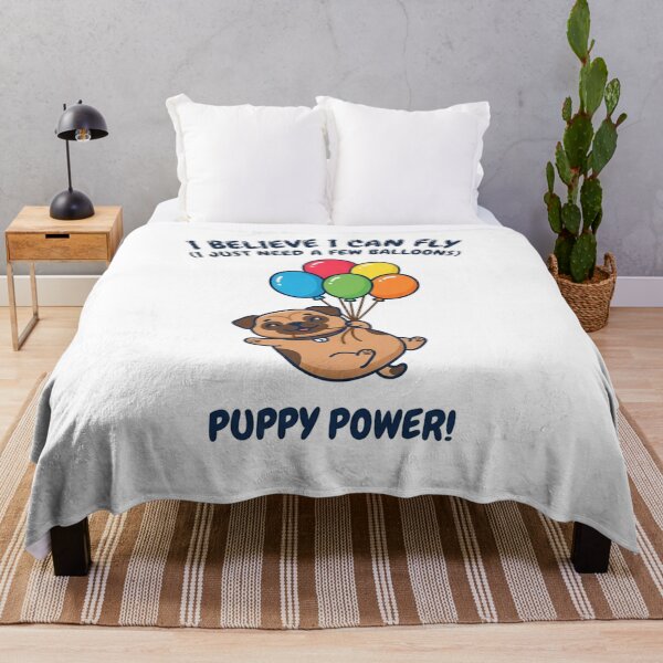 Item preview, Cute Pug Flying With Colorful Balloons designed and sold by Owcomm.