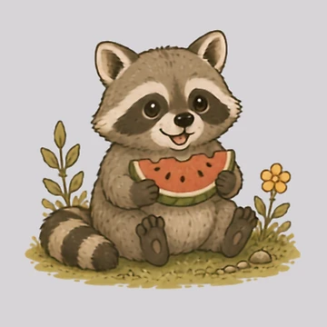 Artwork thumbnail, Snack Time Raccon by MellowMunchkins
