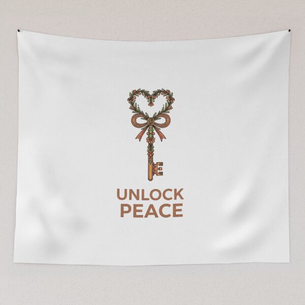 Item preview, Unlock Peace - Botanical Key Floral Graphic Art designed and sold by Dzblack.