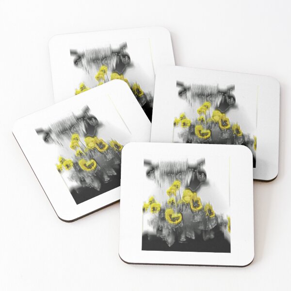 Item preview, Yellow Flowers in Abstract Monochrome Landscape designed and sold by BostuKorina.