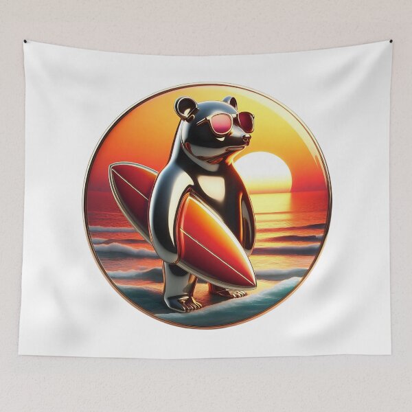 Item preview, Cool Beach Bear With Surfboard Retro Summer Design designed and sold by Awarrie.