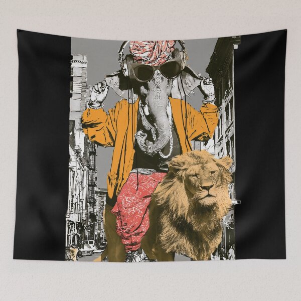 Item preview, Cool Ganesha Riding Lion Streetwear Hip Hop Music Art designed and sold by PANNARUK THAILAND.